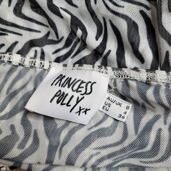 Princess Polly Killarney zebra top crop, cinched spaghetti strap size 4 - Picture 4 of 7